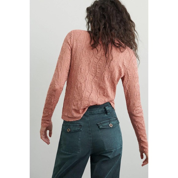 Anthropologie Daily Practice Linden Lace Mock Neck Top Pink Women's Size Medium - Picture 8 of 10